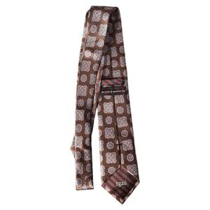 Black Brown 1826 Men's Brown Floral Medallion Necktie‎ Business Casual Silk